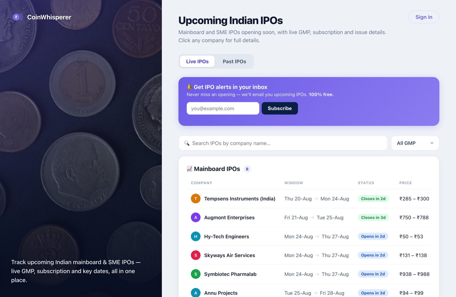 IPO Tracker screenshot